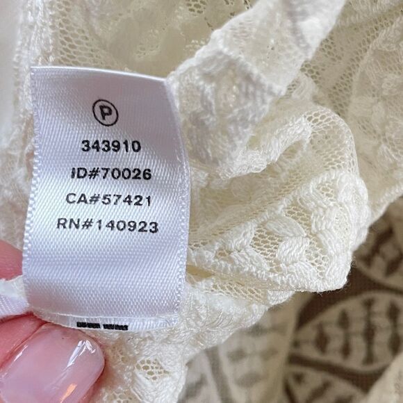 Ann Taylor Loft Women's Petite Medium Ivory Short Sleeve Sheer Embroidered Top S - Picture 9 of 12